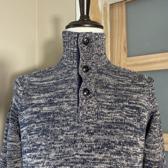 H&M LOGG Mens Pullover Sweater Multicolor Space Dye Long Sleeve Button Neck S - Picture 2 of 7